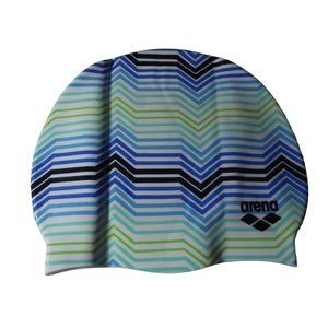 Swim Cap Adult Fit ARENA Silicone Print Blue Black Green swimming mens women